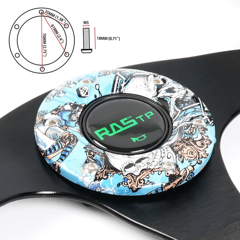 RASTP Universal Racing Steering Wheel, 12.8"/325mm Graffiti Pattern Sim Racing Steering Wheel (Blue) - Image 5